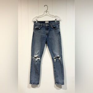 Agolde Toni Ripped Distressed Jeans in Light Blue Size 28